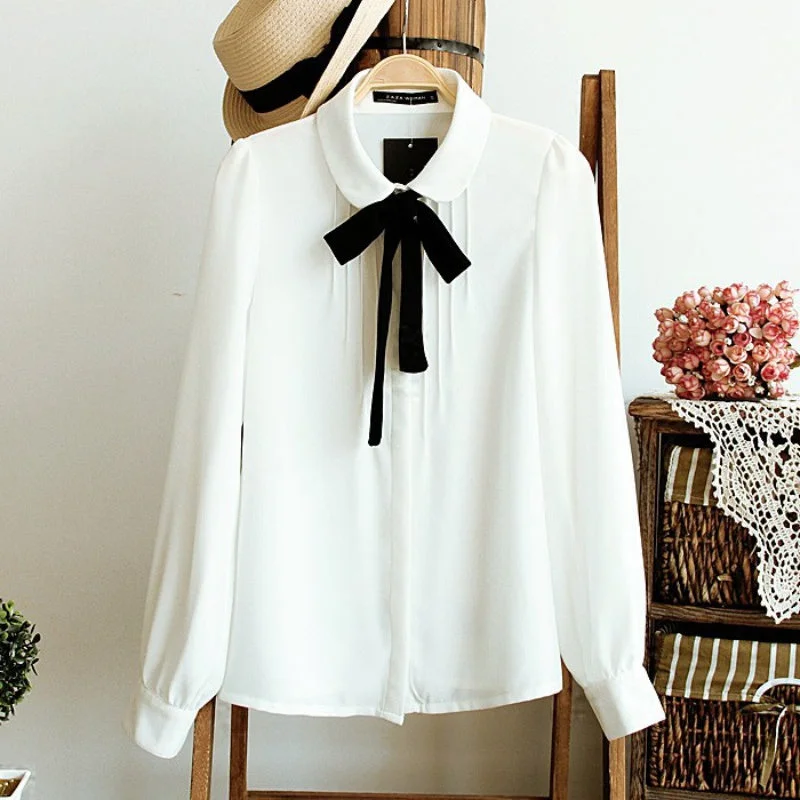 Fashion Women Elegant Bow Tie White Blouses Chiffon Casual Shirt Office Ladies Tops School Blusas Female Clothing new Bell Sleeve Blouse Fashion Women Elegant Bow Tie White Blouses Chiffon Casual Shirt Office Ladies Tops School Blusas Female Clothing new Bell Sleeve Blouse