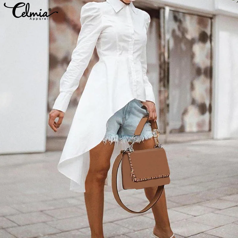 Stylish Tunic Tops Celmia 2019 Autumn Women Shirts Lapel Neck Long Sleeve Asymmetrical Blouses Casual Solid Party Blusas Mujer Embellished Collar Blouse Stylish Tunic Tops Celmia 2019 Autumn Women Shirts Lapel Neck Long Sleeve Asymmetrical Blouses Casual Solid Party Blusas Mujer Embellished Collar Blouse