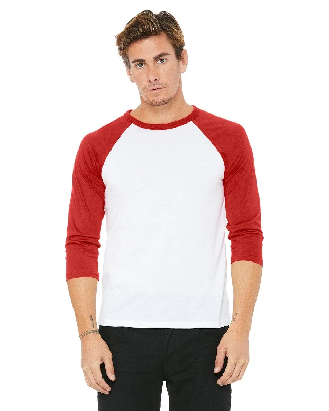 Bella+Canvas Unisex Triblend 3/4-Sleeve Baseball T-Shirt | White/ Red Oversized T-Shirt Spandex breathable Bella+Canvas Unisex Triblend 3/4-Sleeve Baseball T-Shirt | White/ Red Oversized T-Shirt Spandex breathable