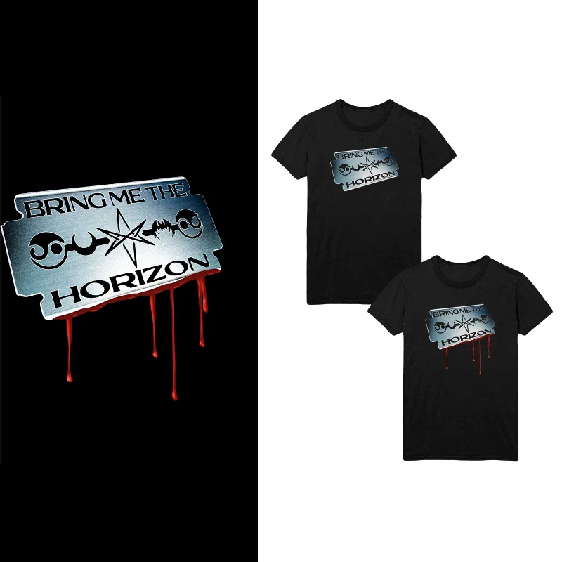 Bring Me The Horizon | Official Band T-Shirt | Razor Blade Asymmetrical Pockets Print Bring Me The Horizon | Official Band T-Shirt | Razor Blade Asymmetrical Pockets Print