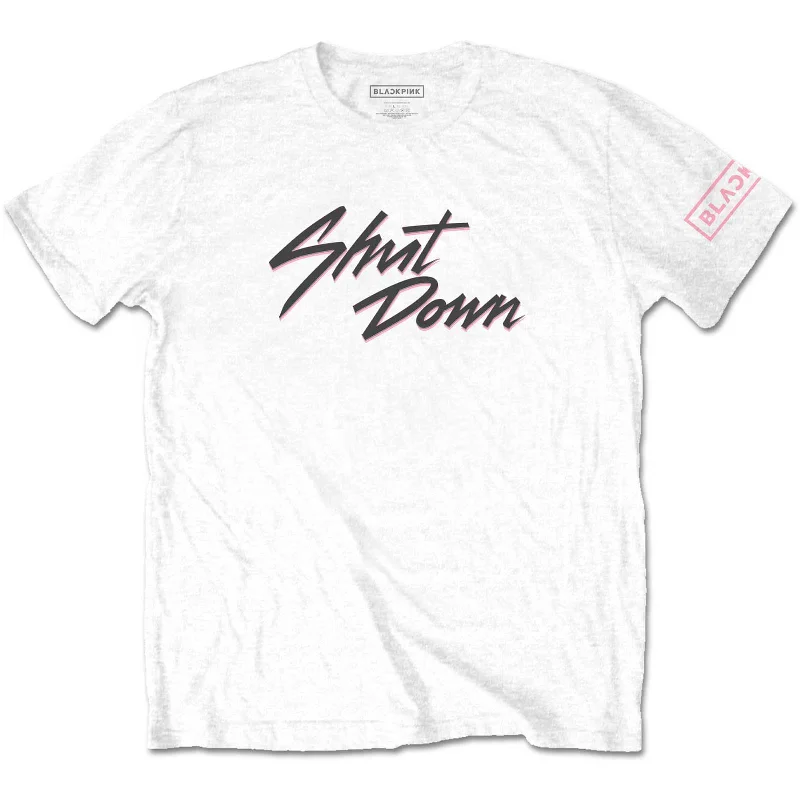 BlackPink | Official Band T-Shirt | Shut Down (Sleeve Print) Hooded Caped Shawl Collar BlackPink | Official Band T-Shirt | Shut Down (Sleeve Print) Hooded Caped Shawl Collar
