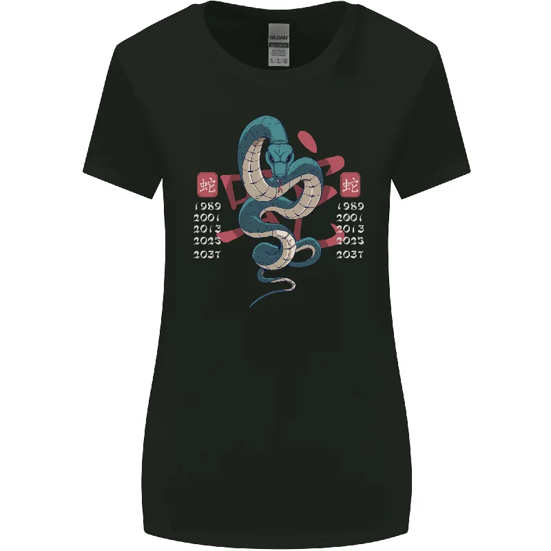 Chinese Zodiac Shengxiao Year of the Snake Womens Wider Cut T-Shirt Boxy Fit Fitted Loose Chinese Zodiac Shengxiao Year of the Snake Womens Wider Cut T-Shirt Boxy Fit Fitted Loose