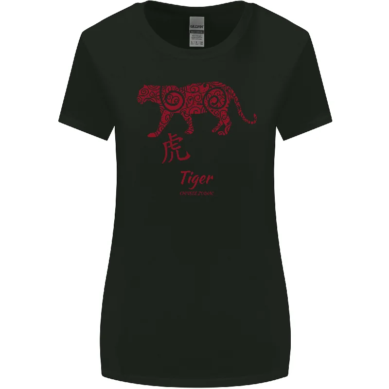 Chinese Zodiac Shengxiao Year of the Tiger Womens Wider Cut T-Shirt Iron Safe Non-Iron Wrinkle Free Chinese Zodiac Shengxiao Year of the Tiger Womens Wider Cut T-Shirt Iron Safe Non-Iron Wrinkle Free