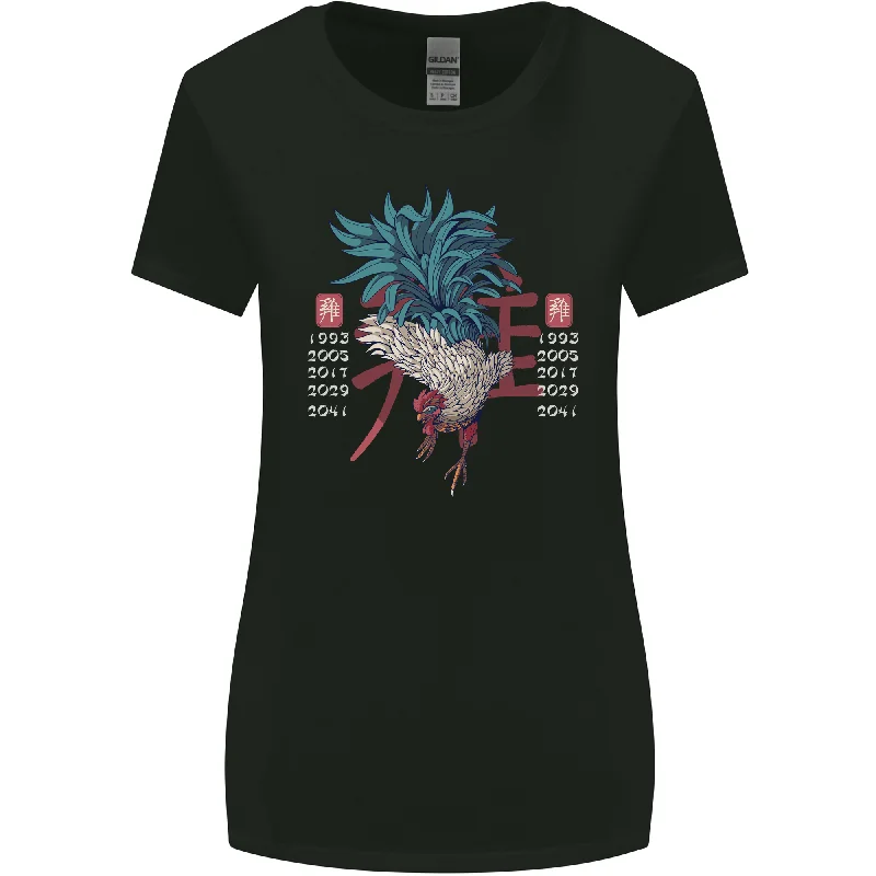 Chinese Zodiac Year of the Rooster Womens Wider Cut T-Shirt Houndstooth Herringbone Solid Chinese Zodiac Year of the Rooster Womens Wider Cut T-Shirt Houndstooth Herringbone Solid