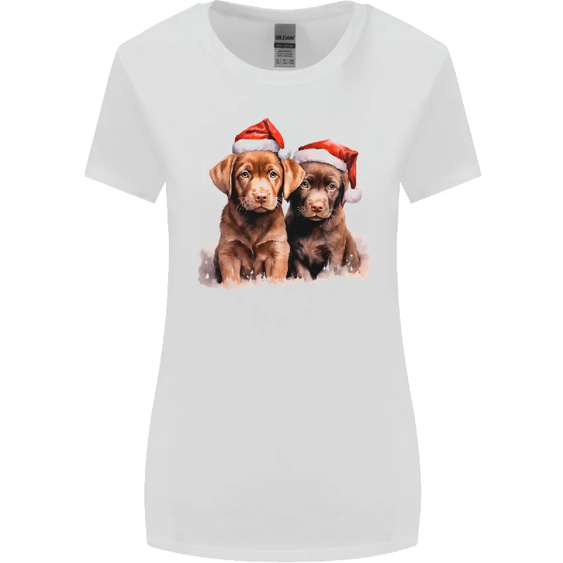 Chocolate Labrador Christmas Puppies Xmas Womens Wider Cut T-Shirt V-Neck T-Shirt Long Sleeve Cotton Chocolate Labrador Christmas Puppies Xmas Womens Wider Cut T-Shirt V-Neck T-Shirt Long Sleeve Cotton