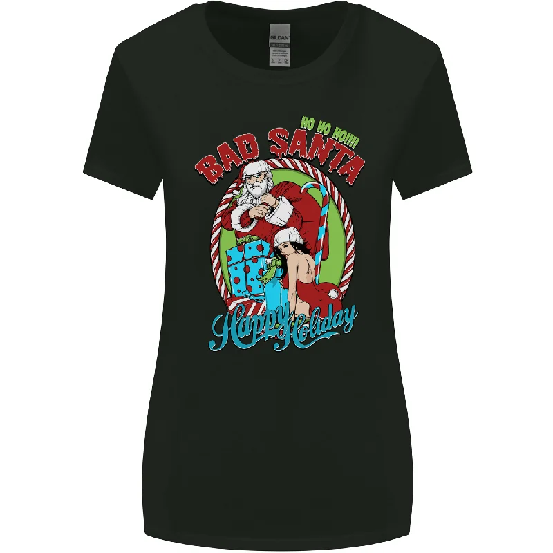 Christmas Bad Santa Funny Xmas Womens Wider Cut T-Shirt Spandex Blend Rayon Blend Denim Blend Christmas Bad Santa Funny Xmas Womens Wider Cut T-Shirt Spandex Blend Rayon Blend Denim Blend