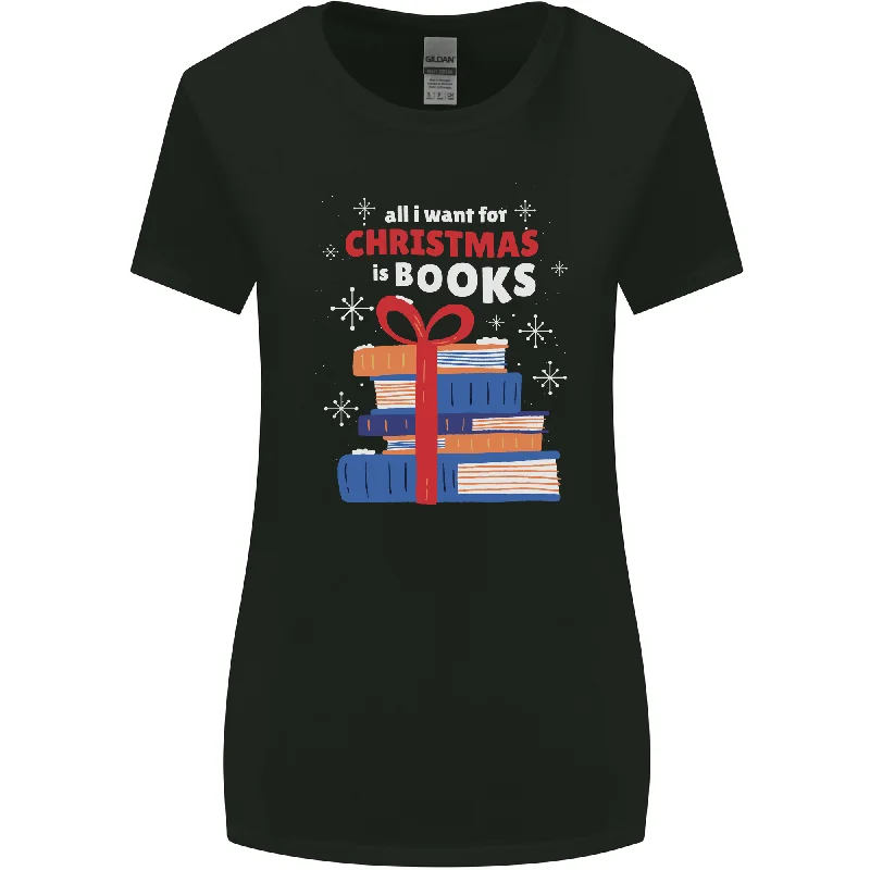 Christmas Books Funny Xmas Reading Bookworm Womens Wider Cut T-Shirt Real Fur Shearling Chenille Christmas Books Funny Xmas Reading Bookworm Womens Wider Cut T-Shirt Real Fur Shearling Chenille