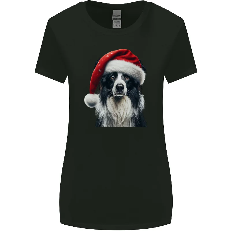 Christmas Border Collie Wearing an Xmas Hat Dog Womens Wider Cut T-Shirt Lace Blend Ribbed Blend Corduroy Blend Christmas Border Collie Wearing an Xmas Hat Dog Womens Wider Cut T-Shirt Lace Blend Ribbed Blend Corduroy Blend