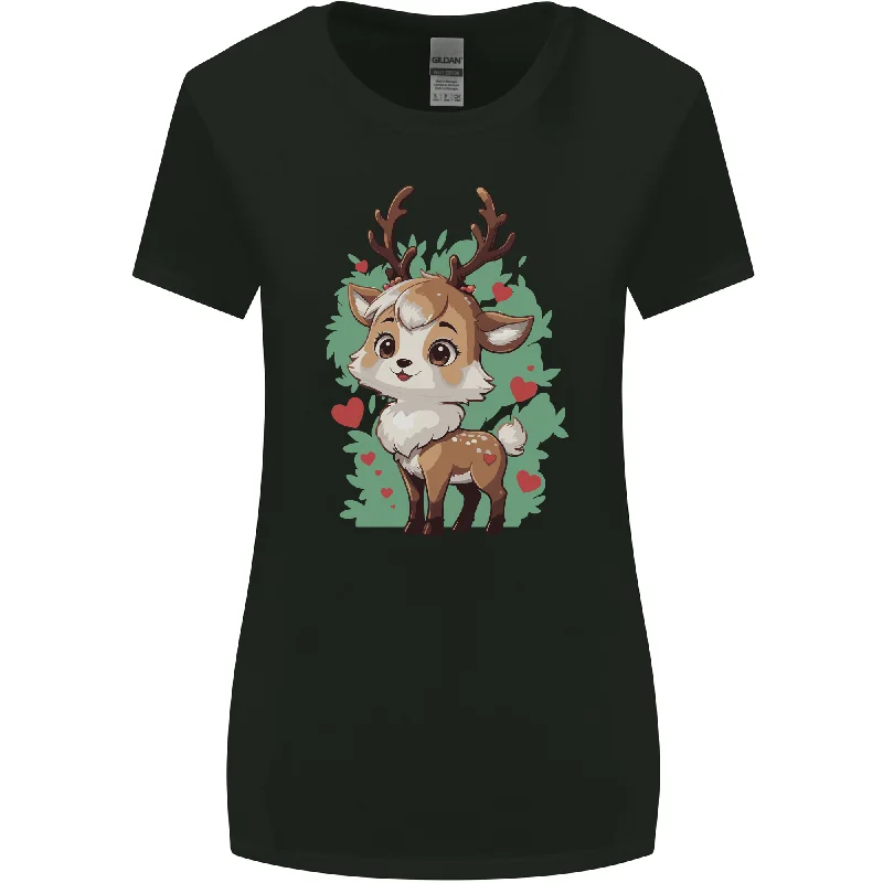 Christmas Cute Reindeer Xmas Womens Wider Cut T-Shirt Chenille Blend Fleece Blend Nylon Blend Christmas Cute Reindeer Xmas Womens Wider Cut T-Shirt Chenille Blend Fleece Blend Nylon Blend