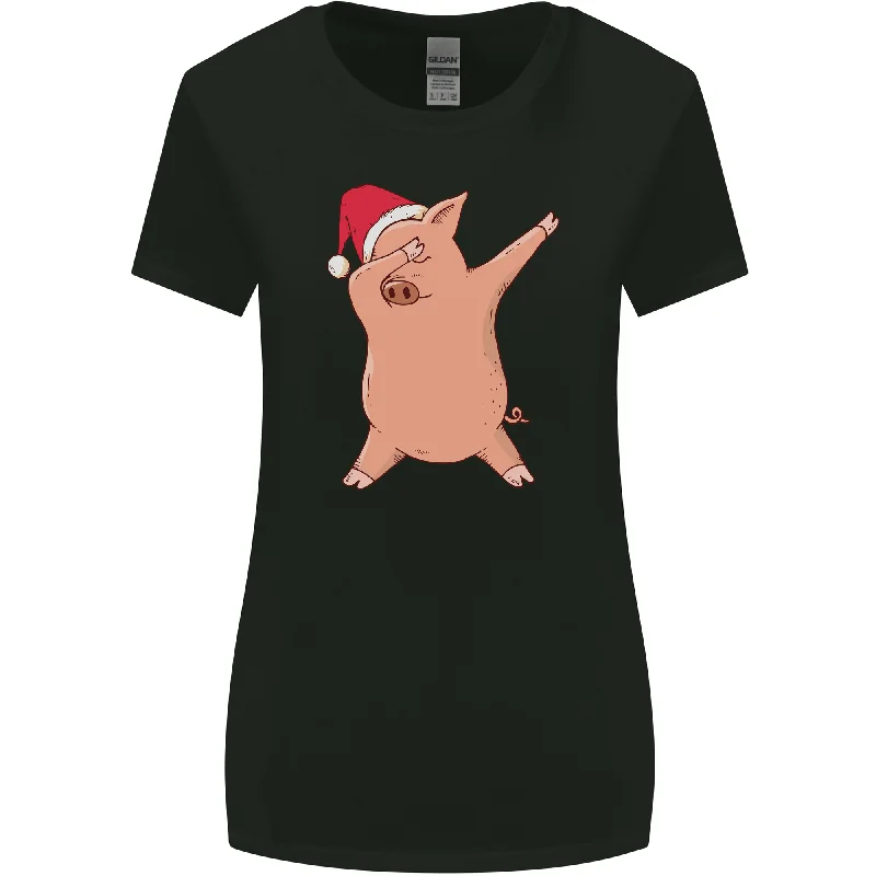 Christmas Dabbing Pig Wearing an Xmas Hat Womens Wider Cut T-Shirt Oversized T-Shirt Spandex breathable Christmas Dabbing Pig Wearing an Xmas Hat Womens Wider Cut T-Shirt Oversized T-Shirt Spandex breathable