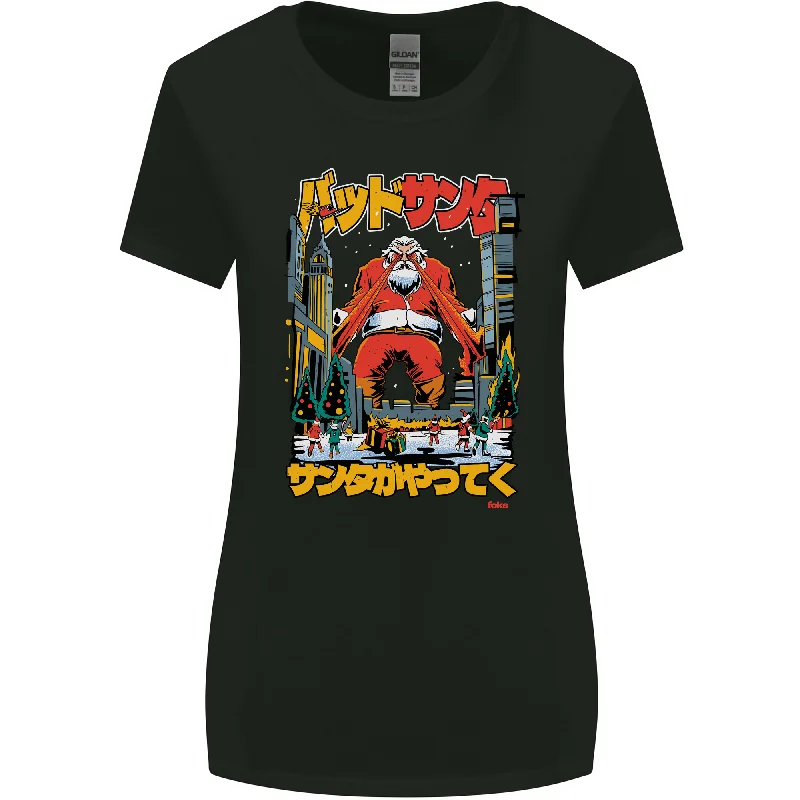 Christmas Destructive Santa Japan Anime Xmas Womens Wider Cut T-Shirt Fashionable Trendy Casual Christmas Destructive Santa Japan Anime Xmas Womens Wider Cut T-Shirt Fashionable Trendy Casual