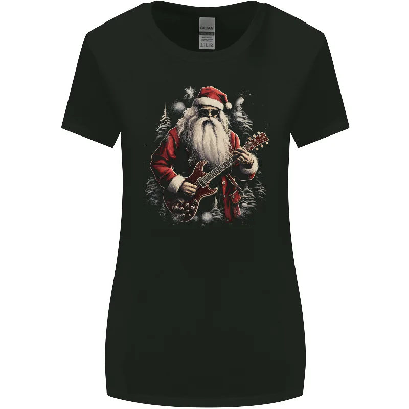 Christmas Electric Guitar Santa Rock n Roll Music Womens Wider Cut T-Shirt Fitted T-Shirt Seamless Stretchy Christmas Electric Guitar Santa Rock n Roll Music Womens Wider Cut T-Shirt Fitted T-Shirt Seamless Stretchy
