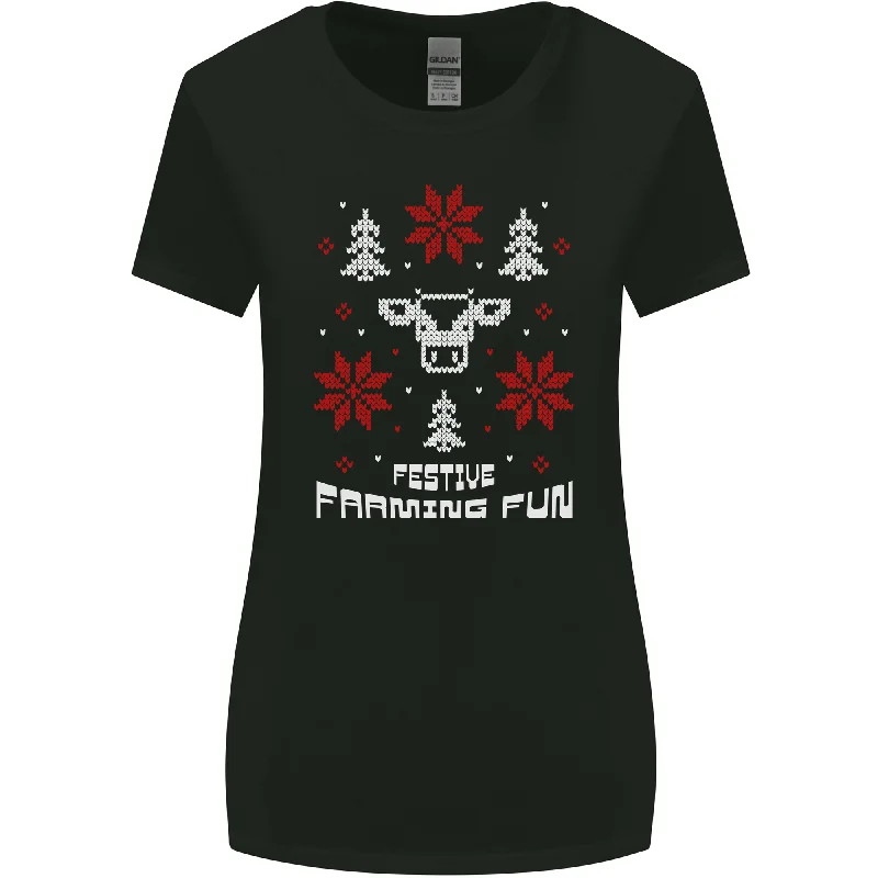 Christmas Farming Fun Funny Farmer Xmas Womens Wider Cut T-Shirt Fashionable Trendy Casual Christmas Farming Fun Funny Farmer Xmas Womens Wider Cut T-Shirt Fashionable Trendy Casual
