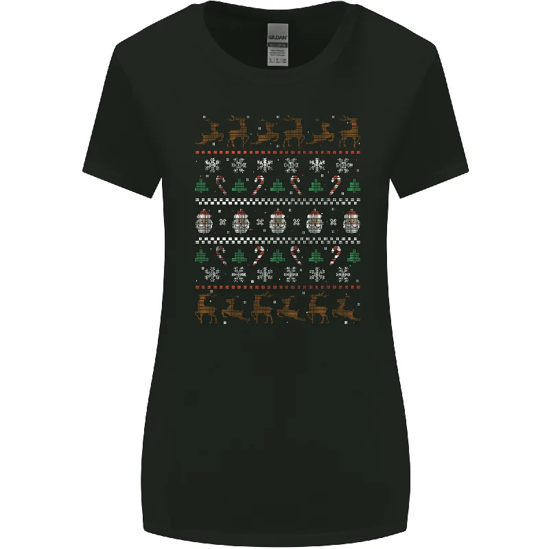 Christmas Festive Xmas Traditional Design Womens Wider Cut T-Shirt Polka Dot Checkered Tartan Christmas Festive Xmas Traditional Design Womens Wider Cut T-Shirt Polka Dot Checkered Tartan