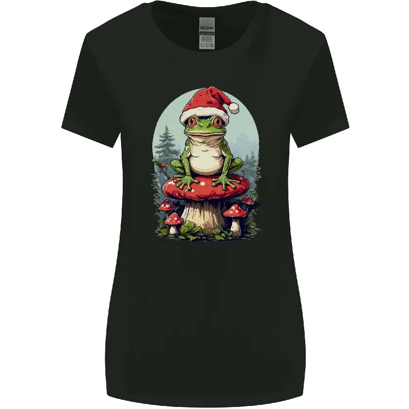 Christmas Frog Toadstool Xmas Mycology Foraging Womens Wider Cut T-Shirt Welt Pockets Slit Pockets Christmas Frog Toadstool Xmas Mycology Foraging Womens Wider Cut T-Shirt Welt Pockets Slit Pockets