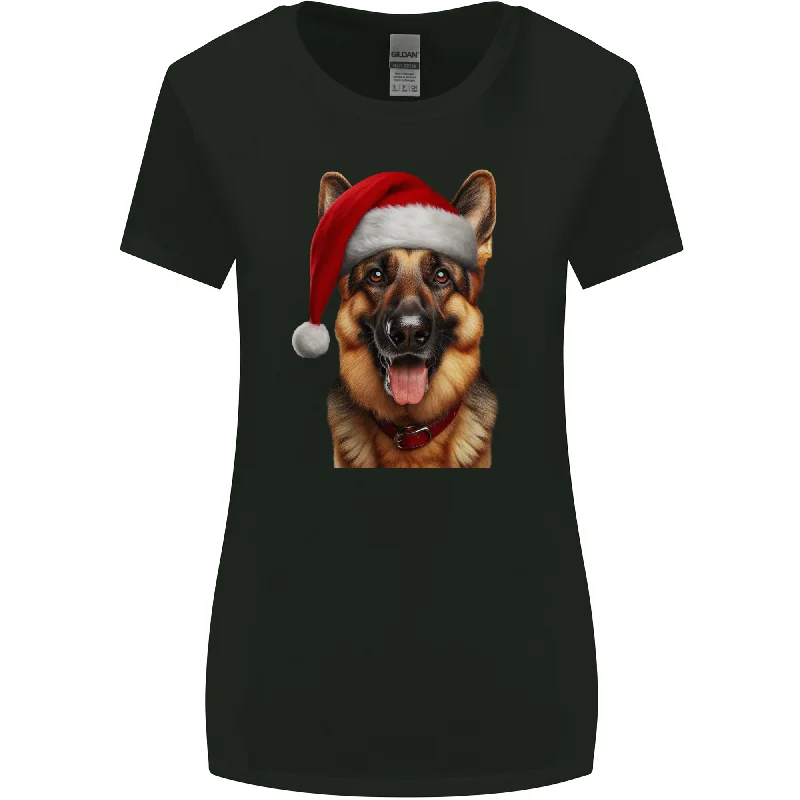 Christmas German Shepherd Xmas Dog Alsatian Womens Wider Cut T-Shirt Front Pockets Side Pockets Patch Pockets Christmas German Shepherd Xmas Dog Alsatian Womens Wider Cut T-Shirt Front Pockets Side Pockets Patch Pockets