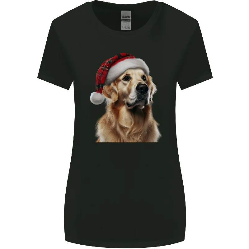 Christmas Golden Retriever Tartan Xmas Hat Dog Womens Wider Cut T-Shirt Anti-Pilling Machine Wash Handmade Christmas Golden Retriever Tartan Xmas Hat Dog Womens Wider Cut T-Shirt Anti-Pilling Machine Wash Handmade