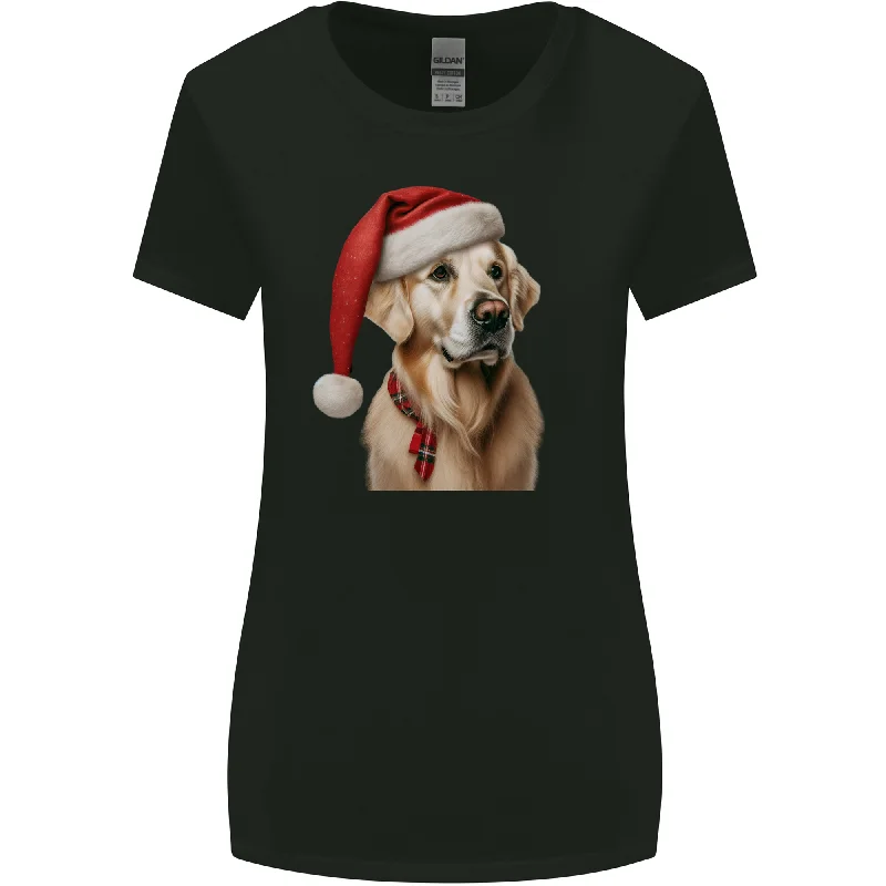 Christmas Golden Retriever Xmas Hat Dog Womens Wider Cut T-Shirt Layered Multi-layer Single Layer Christmas Golden Retriever Xmas Hat Dog Womens Wider Cut T-Shirt Layered Multi-layer Single Layer
