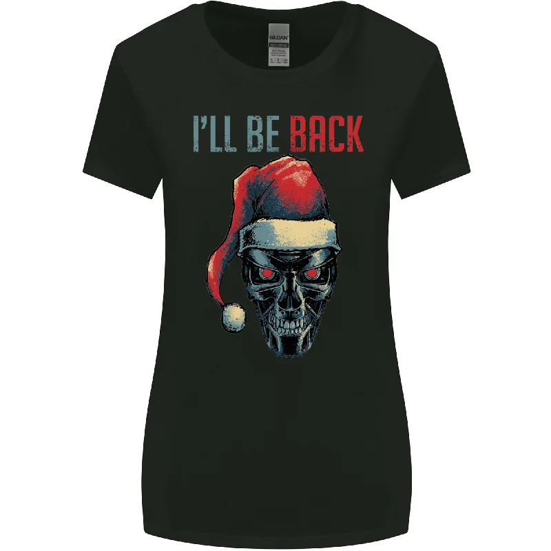 Christmas Ill Be Back SCI-FI Funny Xmas Womens Wider Cut T-Shirt Graphic T-Shirt Round Neck Polyester Christmas Ill Be Back SCI-FI Funny Xmas Womens Wider Cut T-Shirt Graphic T-Shirt Round Neck Polyester