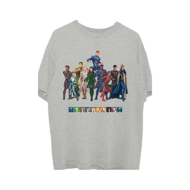 Marvel Comics | Official Band T-Shirt | Eternals Colour Block Characters Collared T-Shirt Boat Neck A-Line Marvel Comics | Official Band T-Shirt | Eternals Colour Block Characters Collared T-Shirt Boat Neck A-Line