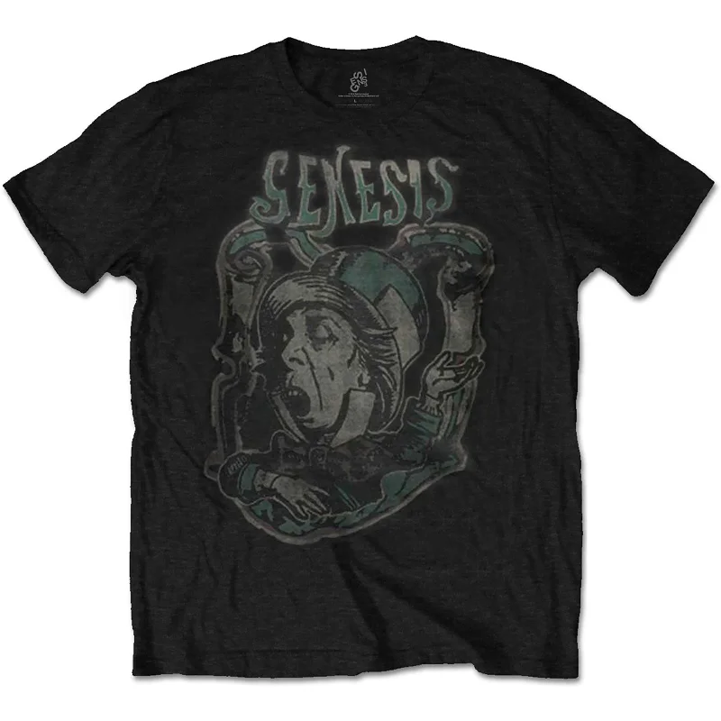 Genesis | Official Band T-Shirt | Mad Hatter 2 Notch Collar Peter Pan Collar Cowl Neck Genesis | Official Band T-Shirt | Mad Hatter 2 Notch Collar Peter Pan Collar Cowl Neck