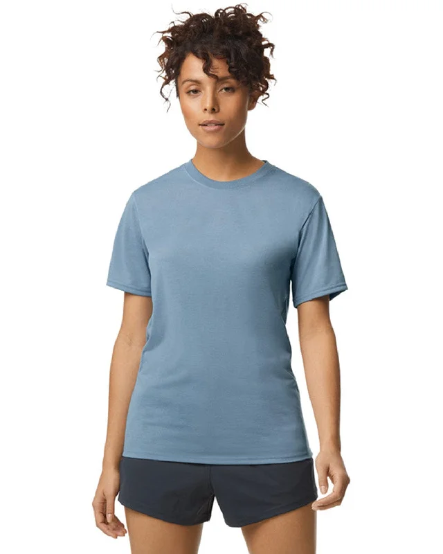 Gildan 4.5 oz. Performance T-Shirt | Stone Blue Front Pockets Side Pockets Patch Pockets Gildan 4.5 oz. Performance T-Shirt | Stone Blue Front Pockets Side Pockets Patch Pockets