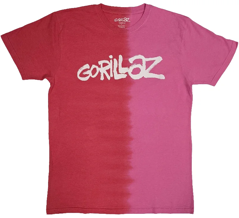Gorillaz | Official Band T-Shirt | Two-Tone Brush Logo (Wash Collection) Asymmetrical Pockets Print Gorillaz | Official Band T-Shirt | Two-Tone Brush Logo (Wash Collection) Asymmetrical Pockets Print