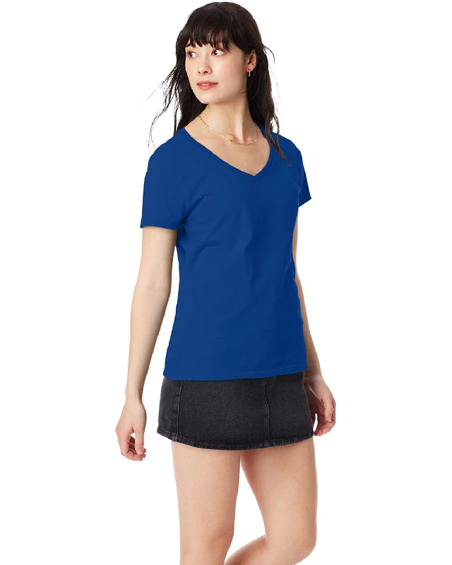 Hanes Ladies Ringspun Cotton Nano V-Neck T-Shirt | Deep Royal Elegant Classic Vintage Hanes Ladies Ringspun Cotton Nano V-Neck T-Shirt | Deep Royal Elegant Classic Vintage