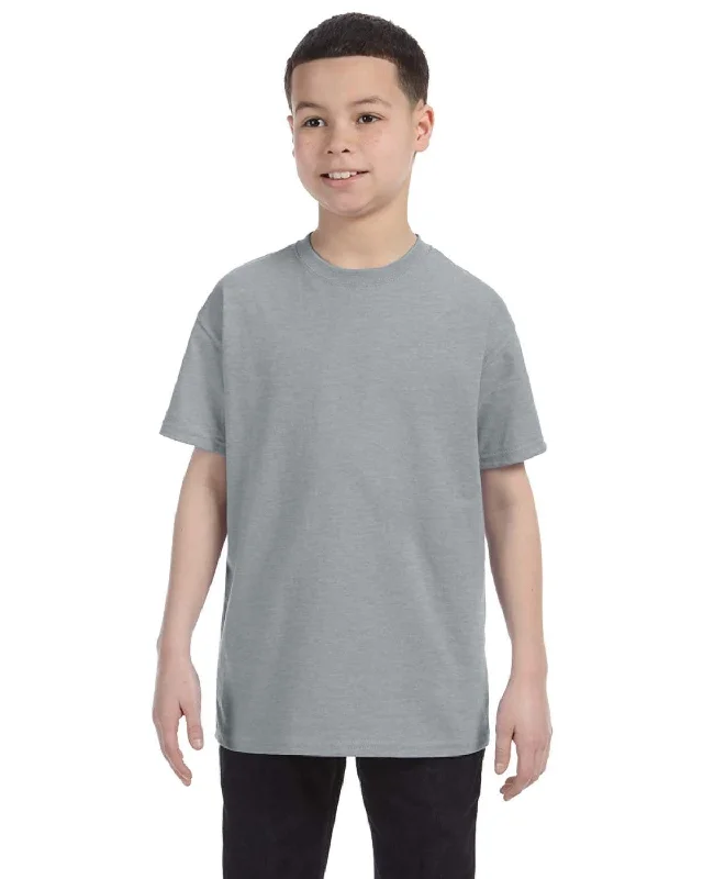 Jerzees Youth Heavyweight 50/50 T-Shirt | Athletic Heather Denim Fabric Leather Fabric Suede Fabric Jerzees Youth Heavyweight 50/50 T-Shirt | Athletic Heather Denim Fabric Leather Fabric Suede Fabric