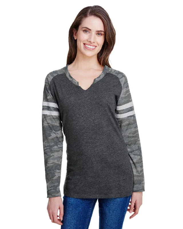 LAT Ladies Gameday Mash-Up Long Sleeve T-Shirt | V Sm/ V Cm/ V Ht Welt Pockets Slit Pockets Flap Pockets LAT Ladies Gameday Mash-Up Long Sleeve T-Shirt | V Sm/ V Cm/ V Ht Welt Pockets Slit Pockets Flap Pockets