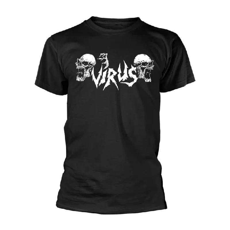 Virus Unisex T-shirt: Logo (Black T-Shirt/White Print) Collared T-Shirt Boat Neck A-Line Virus Unisex T-shirt: Logo (Black T-Shirt/White Print) Collared T-Shirt Boat Neck A-Line