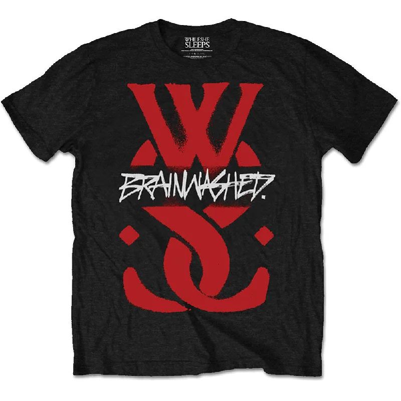 While She Sleeps | Official Band T-Shirt | Brainwashed Logo Mesh Blend Leather Blend Suede Blend While She Sleeps | Official Band T-Shirt | Brainwashed Logo Mesh Blend Leather Blend Suede Blend