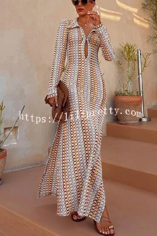 Lilipretty® Bondi Beach Knit Colorful Wave Print Long Sleeve Vacation Maxi Dress Fashionable Button-Down Maxi Dress Lilipretty® Bondi Beach Knit Colorful Wave Print Long Sleeve Vacation Maxi Dress Fashionable Button-Down Maxi Dress