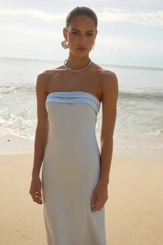 DELILAH MAXI DRESS - ICE BLUE Chic Button-Up Maxi Dress