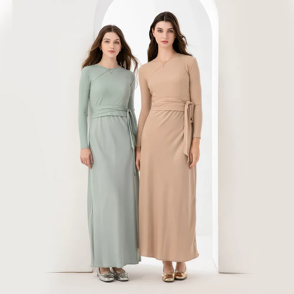 High Stretch Ribbing Wrap Top & Matte Satin Maxi Dress Set Fashionable Printed Maxi Dress High Stretch Ribbing Wrap Top & Matte Satin Maxi Dress Set Fashionable Printed Maxi Dress