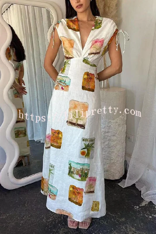Art Summer Linen Blend Unique Print Drawstring Shoulder Loose Maxi Dress Cozy Ribbed Maxi Dress Art Summer Linen Blend Unique Print Drawstring Shoulder Loose Maxi Dress Cozy Ribbed Maxi Dress