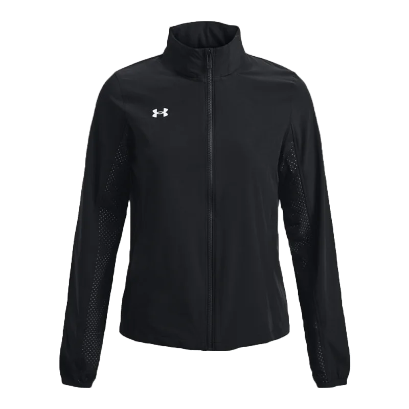 Under Armour Women's Black Squad 3.0 Warm-Up Full Zip Jacket Fleece Fabric Down Fabric Feather Fabric Under Armour Women's Black Squad 3.0 Warm-Up Full Zip Jacket Fleece Fabric Down Fabric Feather Fabric