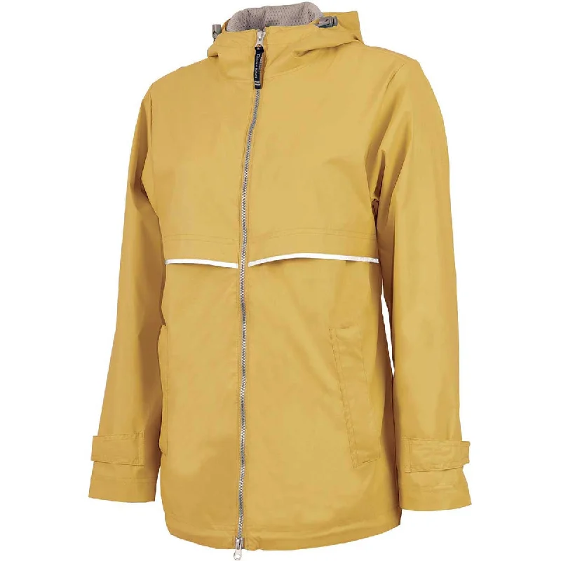 Charles River Women's Buttercup/Reflective New Englander Rain Jacket Stand-Up Collar Roll-Neck Collar Turtle Neck Charles River Women's Buttercup/Reflective New Englander Rain Jacket Stand-Up Collar Roll-Neck Collar Turtle Neck