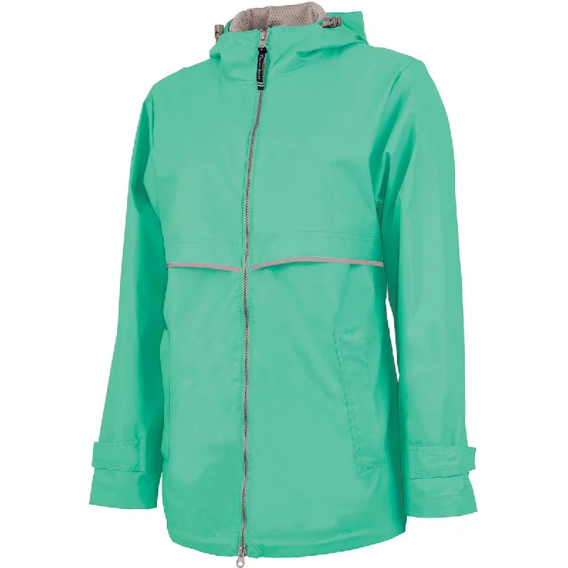 Charles River Women's Mint/Relfective New Englander Rain Jacket Tiered Jacket Buttoned Jacket Zippered Jacket Charles River Women's Mint/Relfective New Englander Rain Jacket Tiered Jacket Buttoned Jacket Zippered Jacket