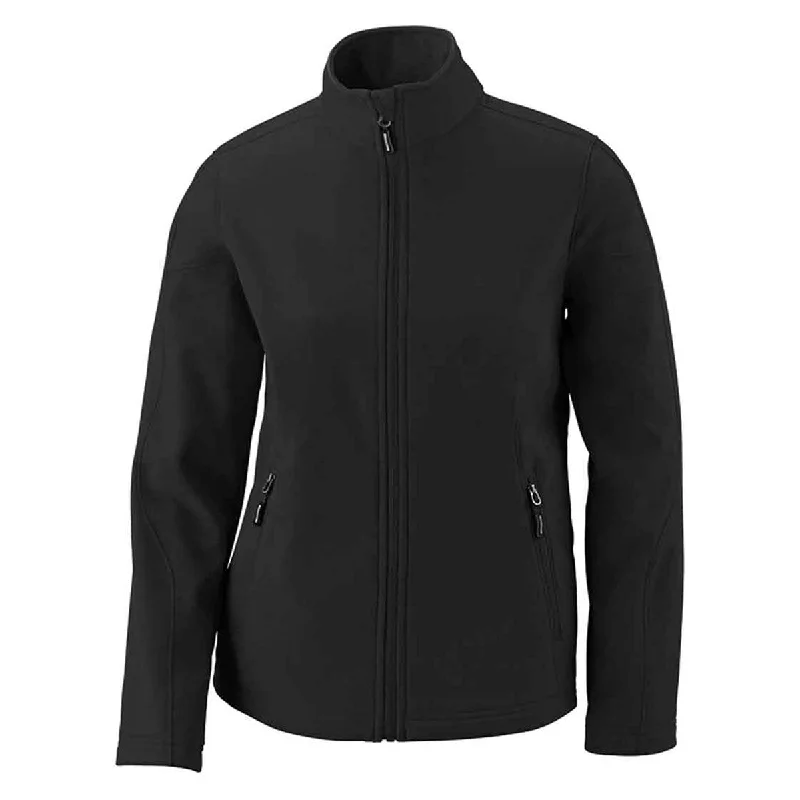 Core 365 Women's Black Cruise Two-Layer Fleece Bonded Soft Shell Jacket Nylon Fabric Polyester Fabric Spandex Fabric Core 365 Women's Black Cruise Two-Layer Fleece Bonded Soft Shell Jacket Nylon Fabric Polyester Fabric Spandex Fabric