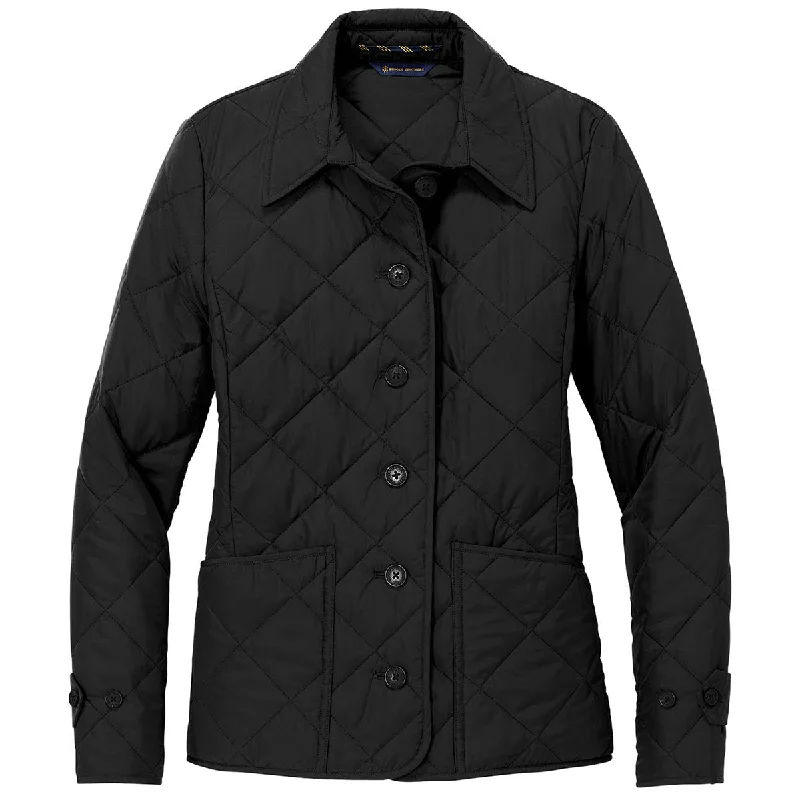 Brooks Brothers Women's Deep Black Quilted Jacket A-Line Jacket Boat Neck Shawl Collar Brooks Brothers Women's Deep Black Quilted Jacket A-Line Jacket Boat Neck Shawl Collar