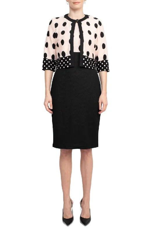 Danny & Nicole Boat Neck Sleeveless Zipper Back Polka Dot Print PK Jacket Dress Insulated Jacket Fitted Jacket Loose Jacket Danny & Nicole Boat Neck Sleeveless Zipper Back Polka Dot Print PK Jacket Dress Insulated Jacket Fitted Jacket Loose Jacket