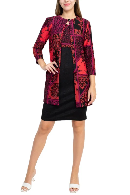 Danny & Nicole Scoop Neck Sleeveless Multi Print Dress with Matching Jacket Fitted Jacket Loose Jacket Oversized Jacket Danny & Nicole Scoop Neck Sleeveless Multi Print Dress with Matching Jacket Fitted Jacket Loose Jacket Oversized Jacket