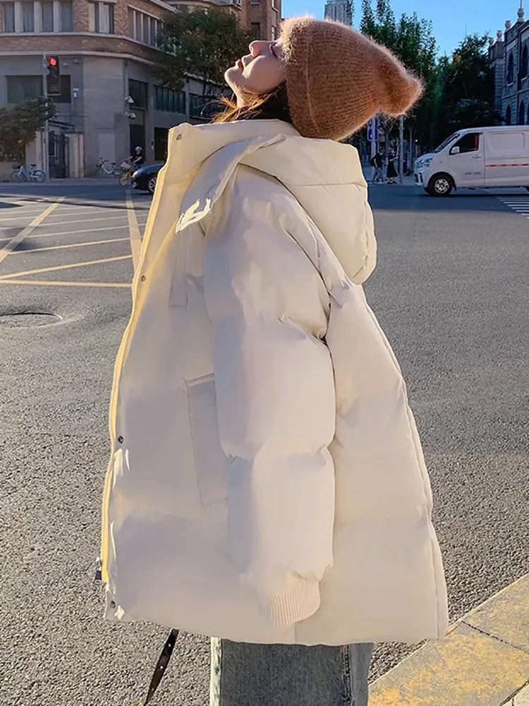 Korean Winter Parka Women's Jackets Solid Color Coat For Fashion Warm Big Pocket Hooded Loose Female Casual Parkas abrigo mujer Embroidered Jacket Appliqued Jacket Beaded Jacket Korean Winter Parka Women's Jackets Solid Color Coat For Fashion Warm Big Pocket Hooded Loose Female Casual Parkas abrigo mujer Embroidered Jacket Appliqued Jacket Beaded Jacket
