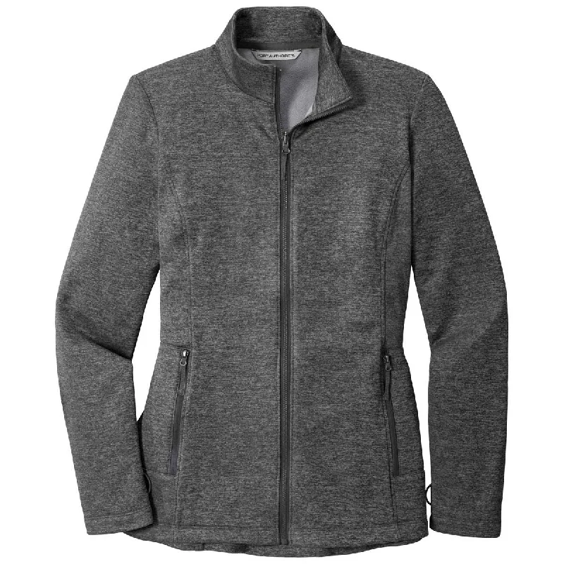 Port Authority Women's Sterling Grey Heather Collective Striated Fleece Jacket Tiered Jacket Buttoned Jacket Zippered Jacket Port Authority Women's Sterling Grey Heather Collective Striated Fleece Jacket Tiered Jacket Buttoned Jacket Zippered Jacket