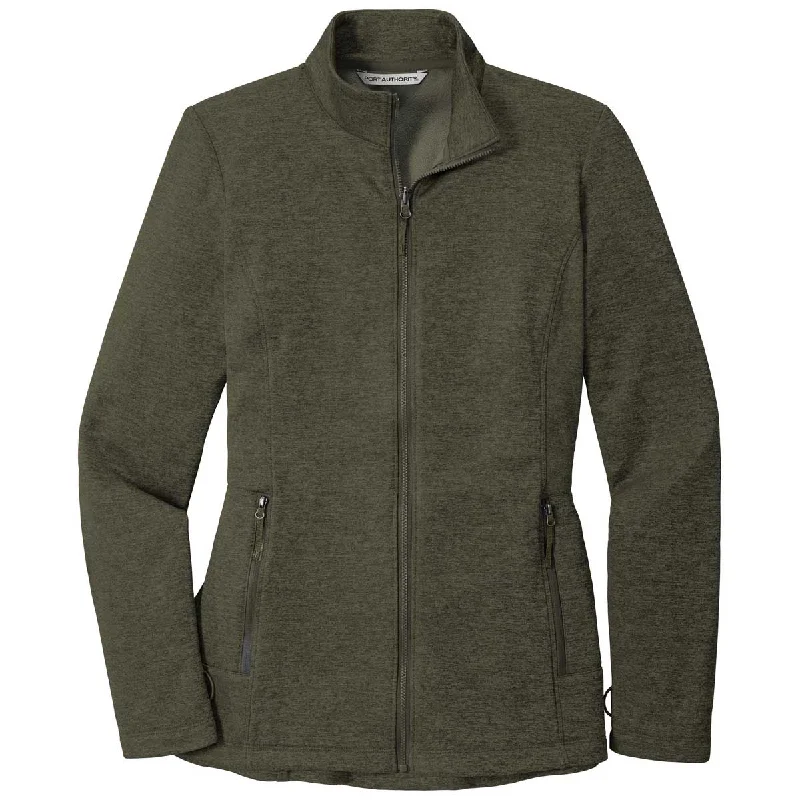 Port Authority Women's Deep Olive Heather Collective Striated Fleece Jacket Lace Jacket Ribbed Jacket Sequined Jacket Port Authority Women's Deep Olive Heather Collective Striated Fleece Jacket Lace Jacket Ribbed Jacket Sequined Jacket