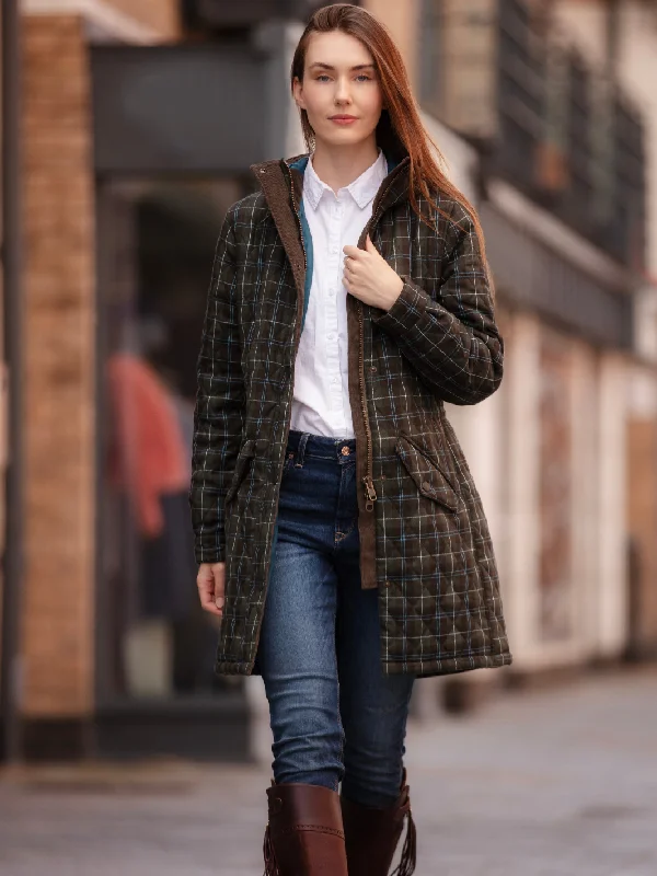 Newmarket Hooded Quilted Jacket - Olive Check Wool Jacket Cashmere Jacket Tweed Jacket Newmarket Hooded Quilted Jacket - Olive Check Wool Jacket Cashmere Jacket Tweed Jacket