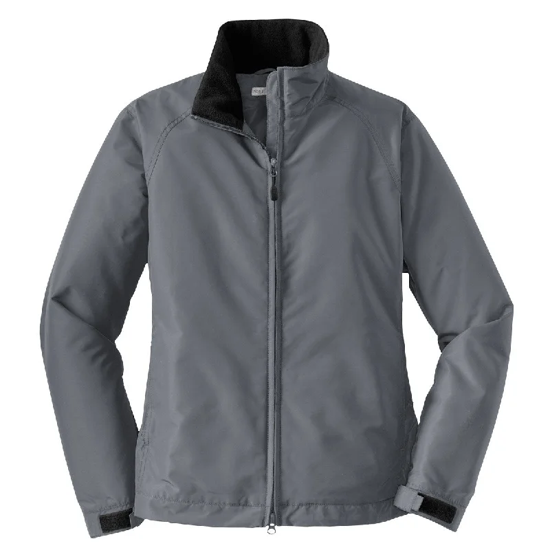 Port Authority Women's Steel Grey/True Black Challenger Jacket Notch Collar Peter Pan Collar Cowl Neck Port Authority Women's Steel Grey/True Black Challenger Jacket Notch Collar Peter Pan Collar Cowl Neck