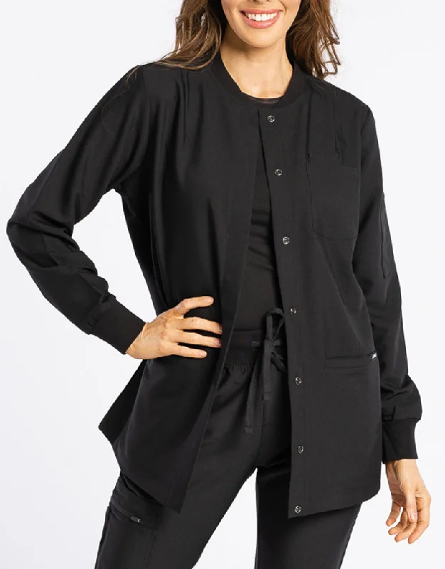 Scrub Jacket Button Up - Black Notch Collar Jacket Peter Pan Collar Jacket Cowl Neck Jacket Scrub Jacket Button Up - Black Notch Collar Jacket Peter Pan Collar Jacket Cowl Neck Jacket