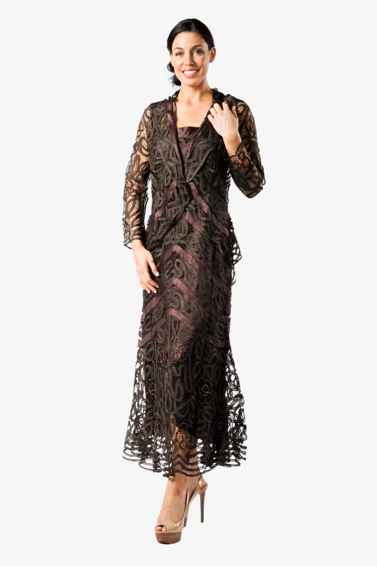 Soulmates D7069 Hand Crocheted Beaded Split Dress with Jacket Set Faux Fur Jacket Real Fur Jacket Shearling Jacket Soulmates D7069 Hand Crocheted Beaded Split Dress with Jacket Set Faux Fur Jacket Real Fur Jacket Shearling Jacket